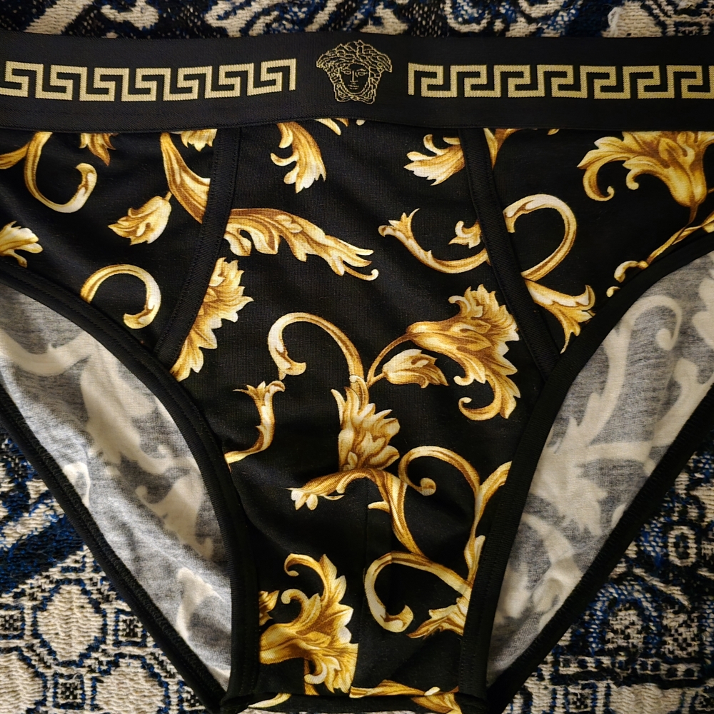 Versace Black and Gold Baroque Briefs